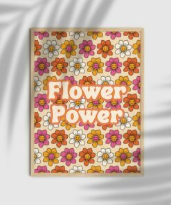 Flower Power Print Floral Motivational Quote Aesthetic Vintage 70s Poster Wall Art Canvas Prints