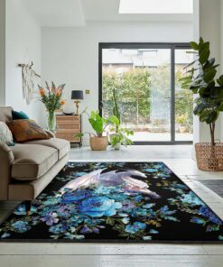 Flower Washable Rugs, Dragon Flower Rug, Dragon Area Rug, Dragon Themed Rugs, Gift For Dragon Lovers, Personalized Rug, Carpet For Living Room, Bedding Room Home Decor DG101
