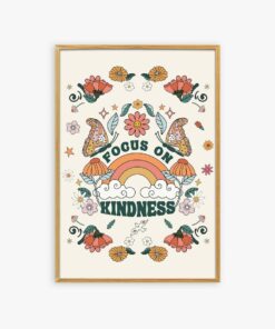 Focus On Kindness Retro 70s Floral Pattern Poster Wall Art Print For Home Décor