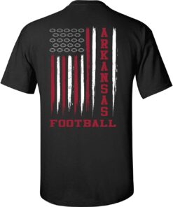 Football Flag American Flag Sports Fan Game Day Tailgating Short Sleeve T-Shirt Graphic Tee, Hogs Shirt Gifts For Razorbacks Fans, Arkansas Razorbacks Hoodie