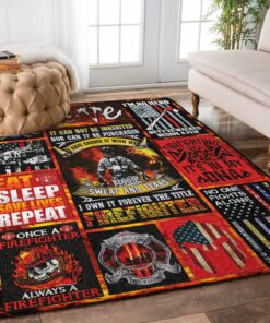 Forever The Title Firefighter Rugs, Firefighter Area Rug, Fireman Carpet Gifts for Dad, Son, Fireman, Firefighter Lovers