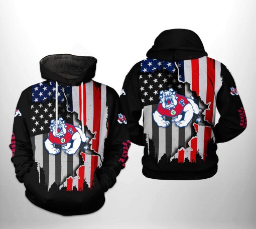 Fresno State Bulldogs Ncaa Us Flag 3D All Over Print Hoodie, Zip-Up Hoodie