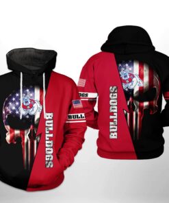 Fresno State Bulldogs Ncaa Us Flag Skull 3D All Over Print Hoodie, Zip-Up Hoodie