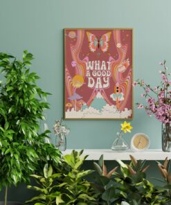 Funky Trendy Psychedelic 70s Mushroom Poster Wall Art Print