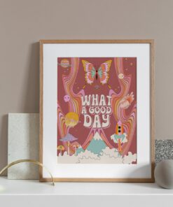 Funky Trendy Psychedelic 70s Mushroom Poster Wall Art Print