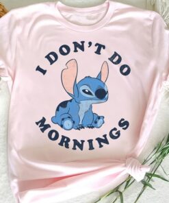 Funny Disney Lilo and Stitch I Don't Do Mornings Shirt, Disneyland Vacation Trip Unisex T-shirt Family Birthday Gift Adult Kid Toddler Tee