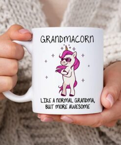 Funny Grandma Gifts For Grandma Nana Mimi Gigi From Granddaughter Grandson - Birthday Christmas Mother's Day - Grandmacorn Unicorn 11Oz White Ceramic Coffee Tea Mug