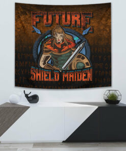 Future ShieldMaiden Viking Style Tapestry for Wall Décor