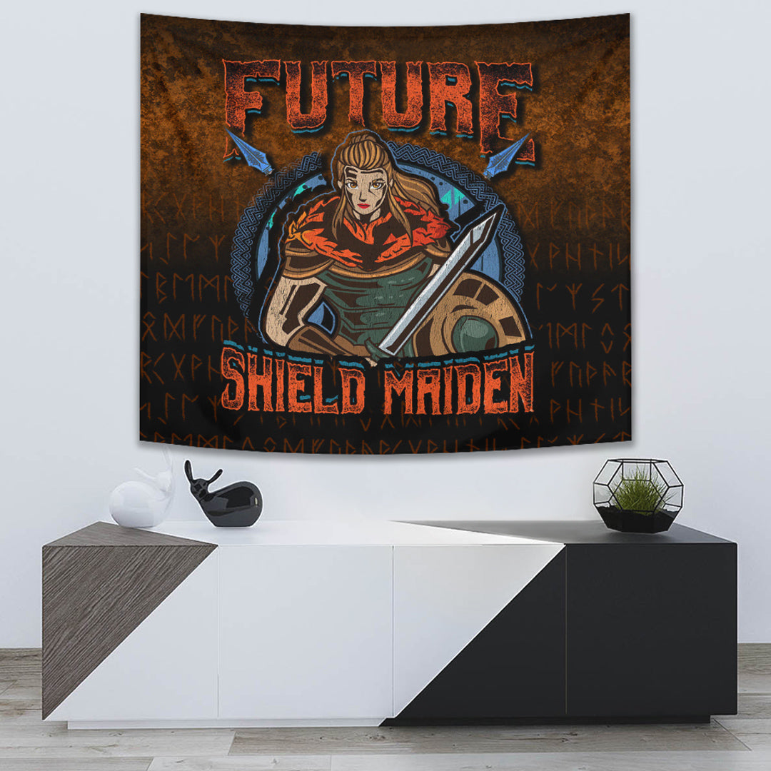 Future ShieldMaiden Viking Style Tapestry for Wall Décor