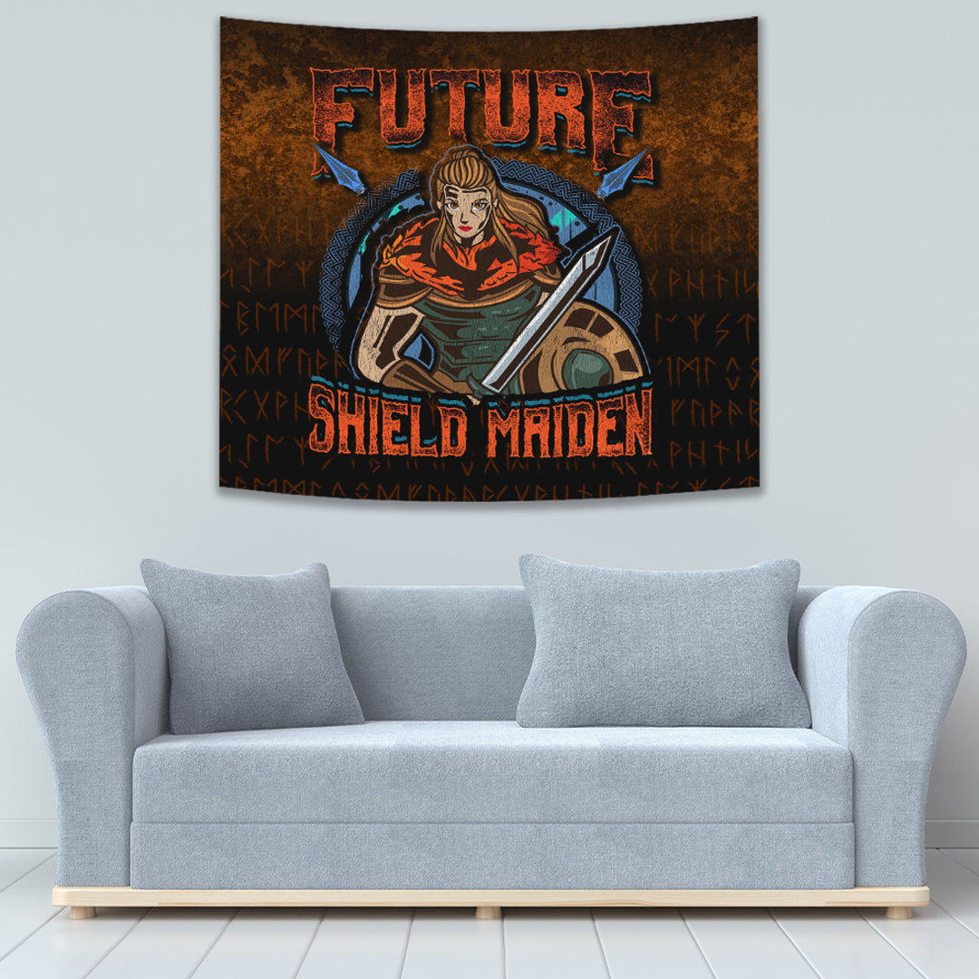 Future ShieldMaiden Viking Style Tapestry for Wall Décor