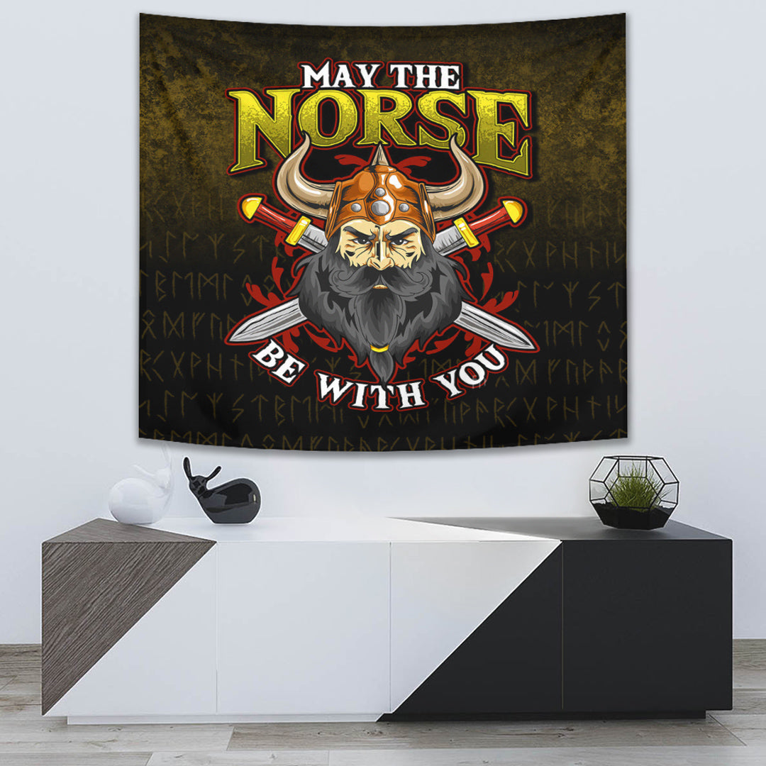 Gebo Rune Raven Tattoo Viking Style Tapestry for Wall Décor - Bluefink