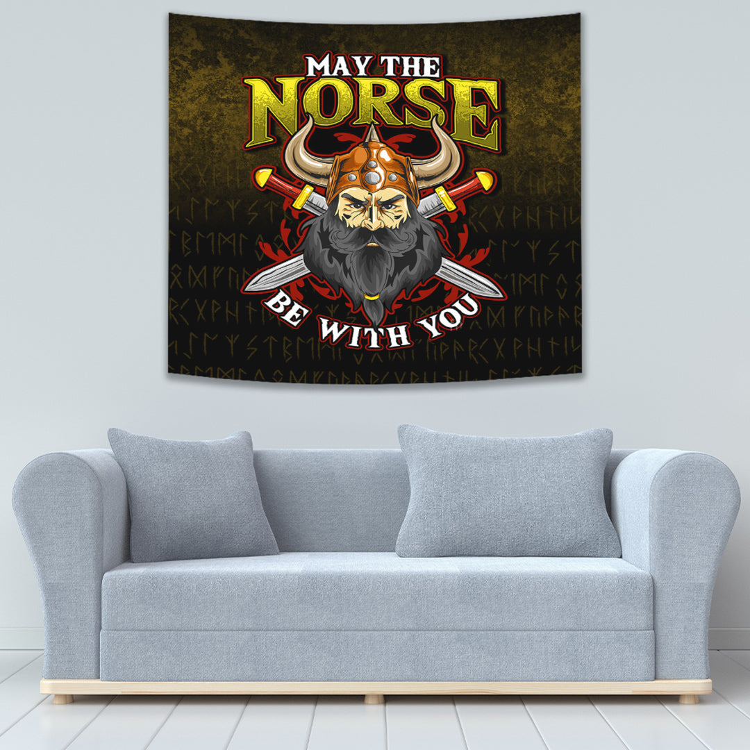 Gebo Rune Raven Tattoo Viking Style Tapestry for Wall Décor