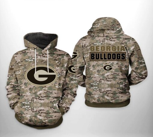 Georgia Bulldogs Camo Veteran 3D All Over Print Zip Hoodie Gifts For Ncaa Fans