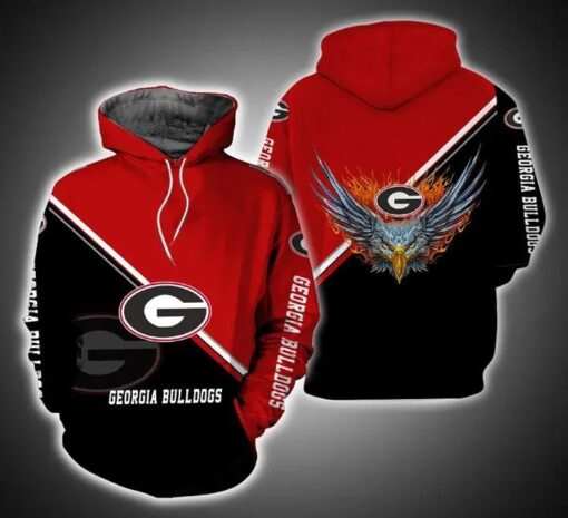 Georgia Bulldogs Fire Eagle 3D All Over Print Zip Hoodie Gifts For Ncaa Fans