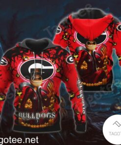 Georgia Bulldogs Jack Skellington Halloween 3D All Over Print Zip Hoodie Gifts For Ncaa Fans