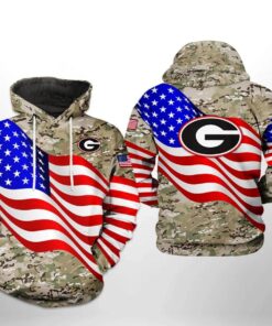 Georgia Bulldogs Us Flag Camo Veteran 3D All Over Print Zip Hoodie Gifts For Ncaa Fans