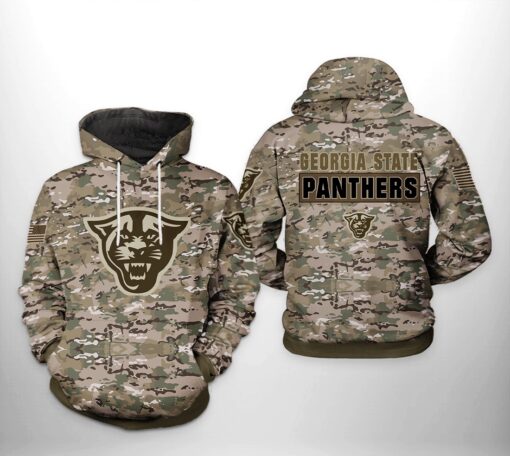 Georgia State Panthers Ncaa Camo Veteran 3D All Over Print Hoodie, Zip-Up Hoodie