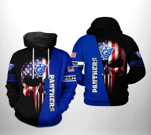 Georgia State Panthers Ncaa Us Flag Skull 3D All Over Print Hoodie, Zip-Up Hoodie