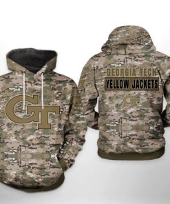Georgia Tech Yellow Jackets Ncaa Camo Veteran 3D All Over Print Hoodie, Zip-Up Hoodie