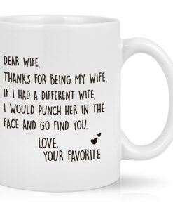 Gift For Wife From Husband, Dear Wife Thanks For Being My Wife Coffee Mug, Coffee Mug For Wife, Valentine's Day Birthday Mothers Day Christmas Gifts For Wife, Wife Gifts