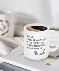 Gift For Wife From Husband, Dear Wife Thanks For Being My Wife Coffee Mug, Coffee Mug For Wife, Valentine's Day Birthday Mothers Day Christmas Gifts For Wife, Wife Gifts