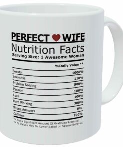 Gifts For Wife From Husband And Valentines Day Gifts For Her, Anniversary Wife Romantic Mugs, Funny Heart Nutritional Facts White For My Valentine Dating Gifts