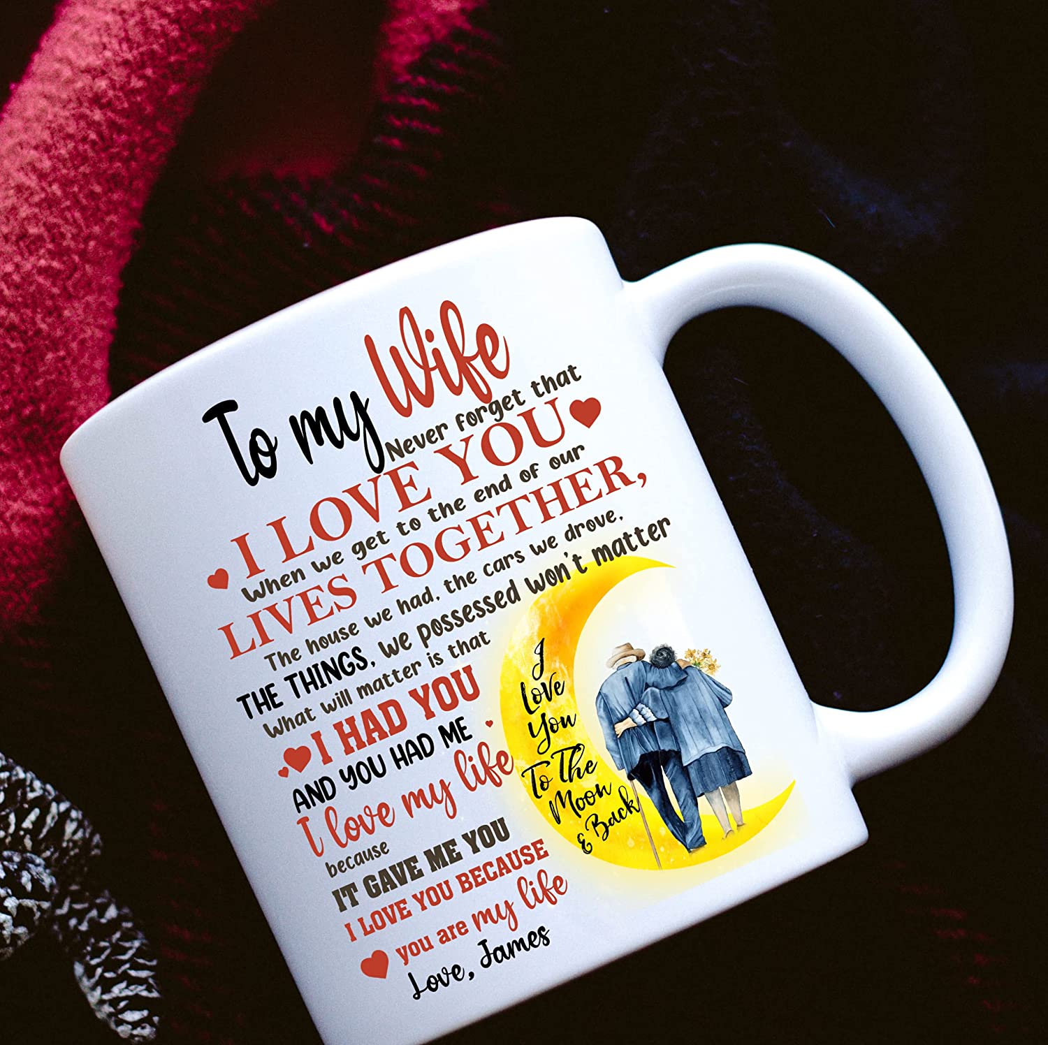 Gifts For Wife From Husband On Wedding Anniversary, Birthday, Mothers Day Or Christmas - To My Wife I Wish I Could Turn Back The Clock, Wifey Hers Coffee Cup