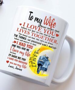 Gifts For Wife From Husband On Wedding Anniversary, Birthday, Mothers Day Or Christmas - To My Wife I Wish I Could Turn Back The Clock, Wifey Hers Coffee Cup