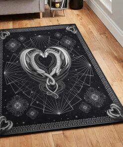 Girlfriend Kitchen Rugs, Black White Dragon Couple Rug, Dragon Area Rug, Dragon Themed Rugs, Gift For Dragon Lovers, Personalized Rug, Carpet For Living Room, Bedding Room Home Decor DG98