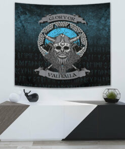 Glory or Valhalla Viking Skull Tapestry for Wall Décor