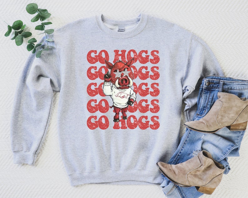 Go Hogs Sweatshirt, Arkansas Crewneck, Arkansas Razorbacks Sweater, Woo Pig Sooie Crewneck, University of Arkansas Sweatshirt, Football Tee, Hoodie