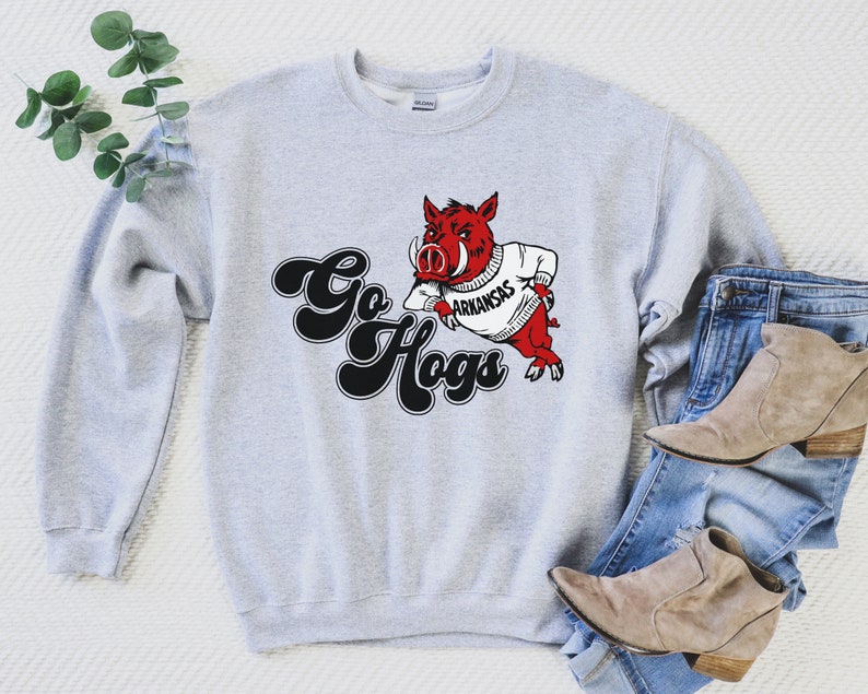 Go Hogs Sweatshirt, Razorback Crewneck, Arkansas Razorbacks Sweater, Vintage Razorback Sweatshirt, Woo Pig Sooie Pullover, Sec Crewneck Sweatshirt, Hoodie, Shit