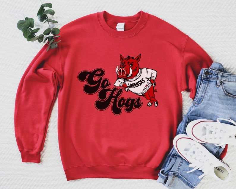 Go Hogs Sweatshirt, Razorback Crewneck, Arkansas Razorbacks Sweater, Vintage Razorback Sweatshirt, Woo Pig Sooie Pullover, Sec Crewneck Sweatshirt, Hoodie, Shit