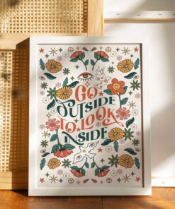 Go Outside To Look Inside Funny Quote 70s Poster Wall Art Print Canvas