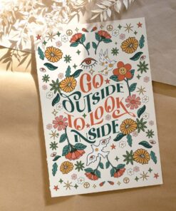 Go Outside To Look Inside Funny Quote 70s Poster Wall Art Print Canvas