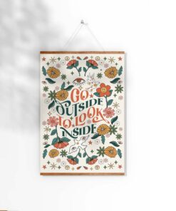 Go Outside To Look Inside Funny Quote 70s Poster Wall Art Print Canvas