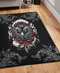 Gothic Sculpture Large Area Rugs, Dragon Gothic Art Printed Rug, Dragon Area Rug, Dragon Themed Rugs, Gift For Dragon Lovers, Personalized Rug, Carpet For Living Room, Bedding Room Home Decor DG143