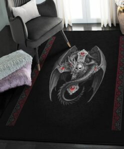 Gothic Style Modern Area Rugs, Gothic Dragon Rug, Dragon Area Rug, Dragon Themed Rugs, Gift For Dragon Lovers, Personalized Rug, Carpet For Living Room, Bedding Room Home Decor DG155