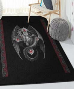 Gothic Style Modern Area Rugs, Gothic Dragon Rug, Dragon Area Rug, Dragon Themed Rugs, Gift For Dragon Lovers, Personalized Rug, Carpet For Living Room, Bedding Room Home Decor DG155