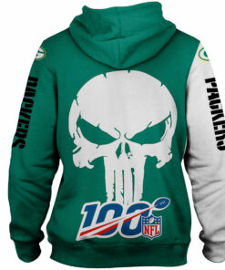 Green Bay Packers Zip Up Hoodie Skull Gifts for Fans
