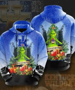 Grinch With Kentucky Wildcats Christmas 3D All Over Print Zip Hoodie Gifts For Ncaa Fans