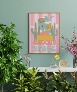 Groovy Space Trendy Wall Art 70s Poster For Living Room Décor