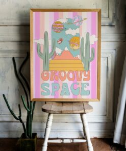 Groovy Space Trendy Wall Art 70s Poster For Living Room Décor