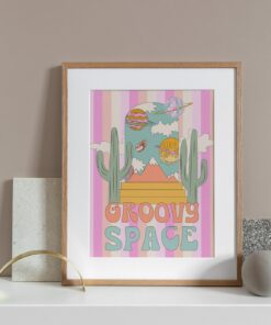 Groovy Space Trendy Wall Art 70s Poster For Living Room Décor