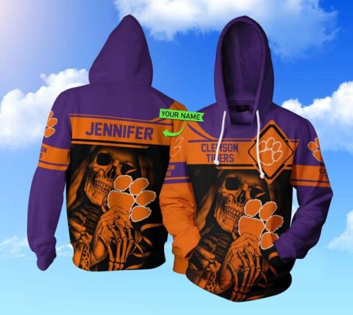 Ho207 Clemson Tigers 3D All Over Print Zip Hoodie Gifts For Ncaa Fans
