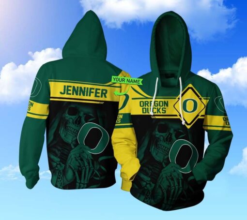Ho226 Oregon Ducks Football 3D All Over Print Zip Hoodie Gifts For Ncaa Fans For Fans