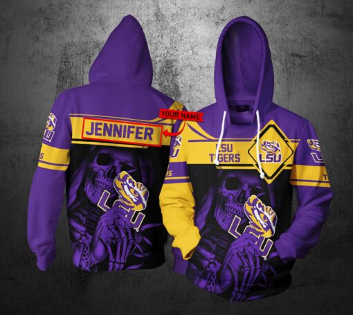 Ho43 Lsu Tigers Personalized 3D All Over Print Zip Hoodie Gifts For Ncaa Fans