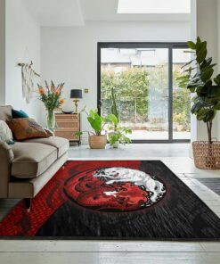 Halloween Bedroom Rugs, Red Dragon And White Wolf Rug, Dragon Area Rug, Dragon Themed Rugs, Gift For Dragon Lovers, Personalized Rug, Carpet For Living Room, Bedding Room Home Decor DG162