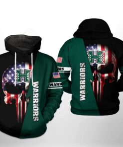 Hawaii Rainbow Warriors Ncaa Us Flag Skull 3D All Over Print Hoodie, Zip-Up Hoodie