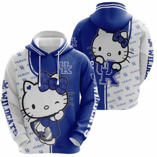 Hello Kitty Hug Logo Kentucky Wildcats 3D All Over Print Zip Hoodie Gifts For Ncaa Fans